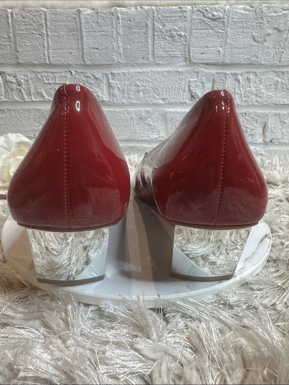 ๐NWOB Lilly Sisto by Gianni Bini Red Patent Square-Toe with Silver Buckle, 11M - Picture 6 of 13